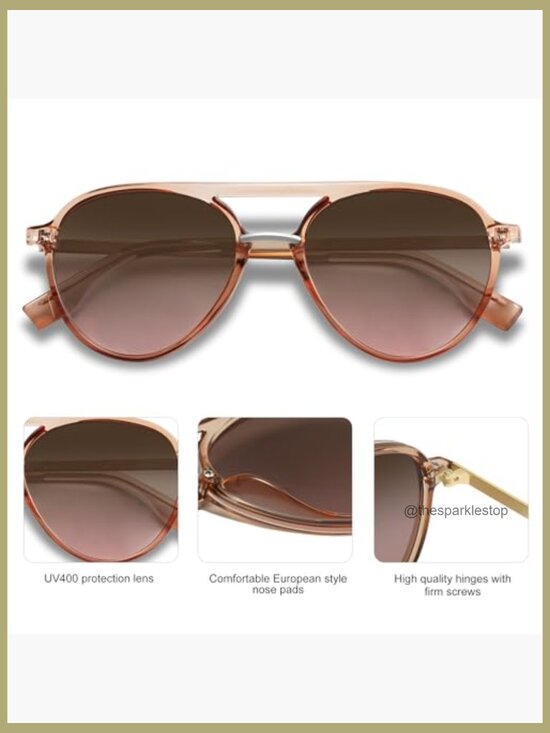 Retro Aviator Polarized Sunglasses with Plastic&Metal Frames main image 4
